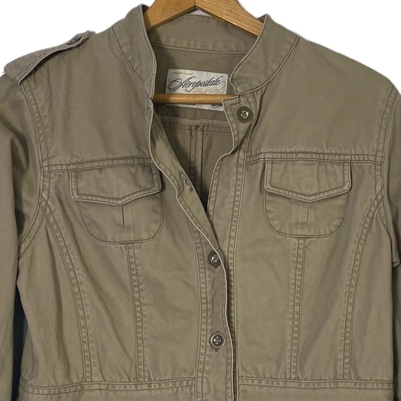 Aeropostale Tan Military Jacket Sz L - Picture 2 of 5